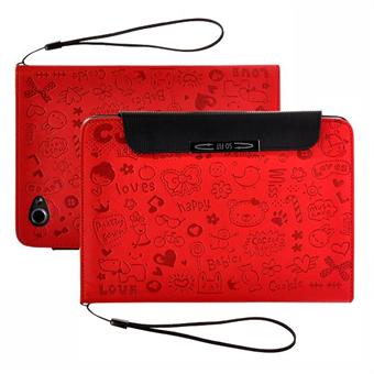 Piirretty nahkainen kotelo Galaxy Tab 7.7: lle (punainen)