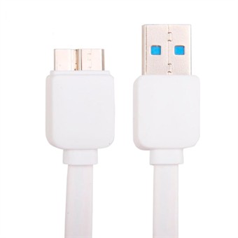 Litteä USB 3.0 -lataus- / synkronointikaapeli 1M (valkoinen)