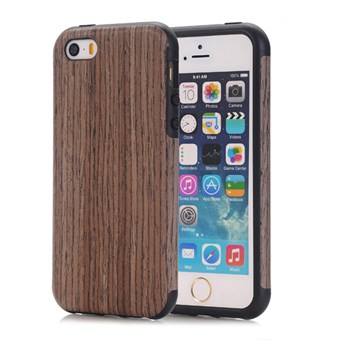 Premium -puinen päällinen silikoni iPhone 5 / iPhone 5S / iPhone SE 2013 ruskea