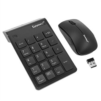 SUNREED SKB886 Pieni Bluetooth-numeronäppäimistö ja 2.4G langaton hiiri kannettaville kassalaitteille TV USB-portilla
