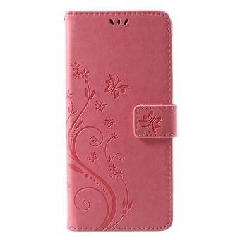 Imprint Butterfly Flower Stand Wallet Nahkakotelo Samsung Galaxy Note 9:lle
