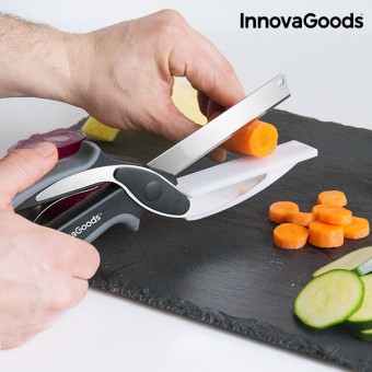 InnovaGoods-keittiöveitsi-sakset integroidulla minileikkuulaudalla