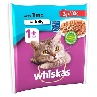 Whiskas 1+ kissan pussi - kissanruoka - tonnikala ja hyytelö - 3 x 100 g