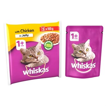 Whiskas 1+ - Kana keltaisessa kissanruokassa - 3 x 100 g