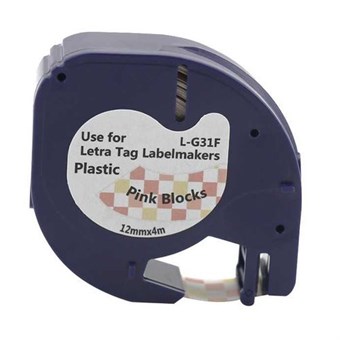 Dymo LetraTag Label Pink Blocks 12mm × 4M (L-G31F)