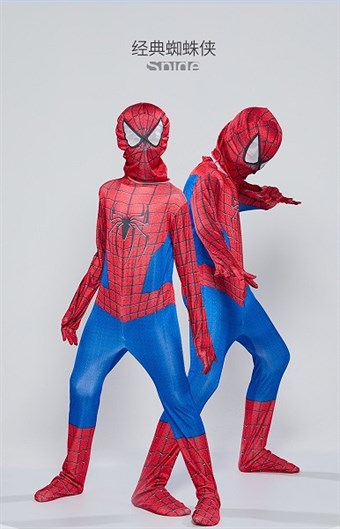 Spiderman Tiukka puku - Lapset - Sis. Puku + naamio - Suuri - 120-130 cm