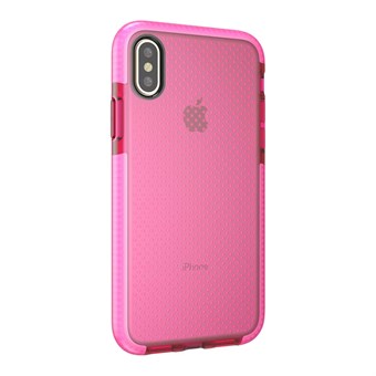 Täydellinen lasinen kuori TPU-muovista ja silikonista iPhone X / iPhone Xs -puhelimelle - vaaleanpunainen