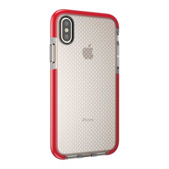 Täydellinen lasinen kuori TPU-muovista ja silikonista iPhone X / iPhone Xs -puhelimille - punainen