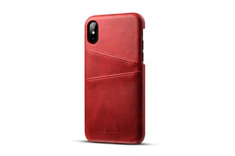 Ensiluokkainen nahkainen nahkainen suojakuori iPhone X: lle / iPhone X: lle - punainen