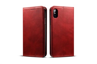 Master PU-nahalla ja jalustalla iPhone X / iPhone Xs -puhelimelle - punainen