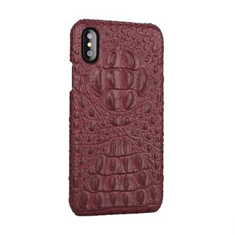 Villi nahkainen ja muovinen gavial-suojus iPhone X / iPhone Xs -puhelimelle - viininpunainen