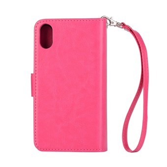 Posh luksuskotelo PU-nahasta, irrotettava suojus iPhone X / iPhone Xs -puhelimelle - vaaleanpunainen