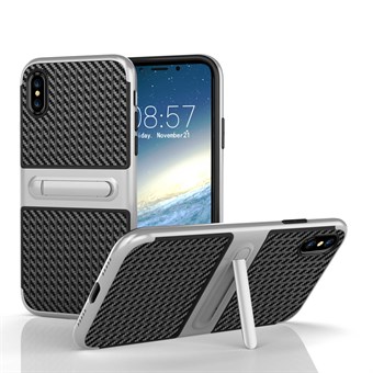 Fancy ohut kuori TPU-muovia ja hiiltä iPhone X / iPhone Xs -puhelimelle - hopea