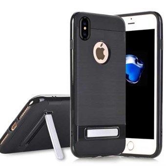 High Fashion Stander Cover TPU iPhone X / iPhone Xs -puhelimelle - musta