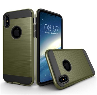 Tyylikäs harjattu suojus TPU-muovia ja silikonia iPhone X / iPhone Xs -puhelimelle - Army Green