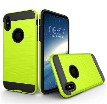 Tyylikäs harjattu suojus TPU-muovia ja silikonia iPhone X / iPhone Xs -puhelimelle - vaaleanvihreä