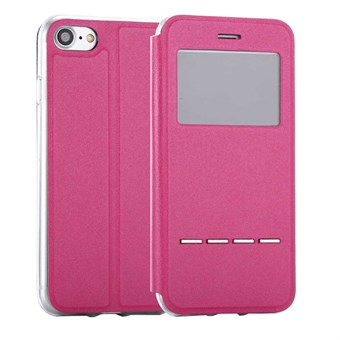 Clear View Flip Cover Call-toiminnolla iPhone 7 / iPhone 8 / iPhone SE 2020/2022 - Magenta