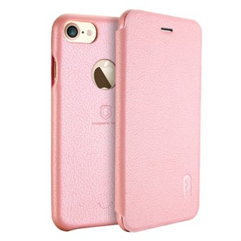 Lenuo Art -läppäkotelo nahkaa ja muovia varten iPhone 7 Plus / iPhone 8 Plus -puhelimelle - vaaleanpunainen
