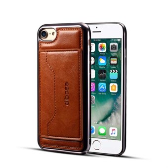 High Trend -suojakuori nahkaa ja TPU-muovia / korttikotelo iPhone 7 Plus / iPhone 8 Plus -puhelimelle - ruskea