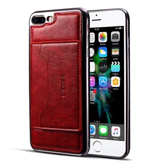 High Trend -suojakuori nahkaa ja TPU-muovia / korttikotelo iPhone 7 Plus / iPhone 8 Plus -puhelimelle - punainen