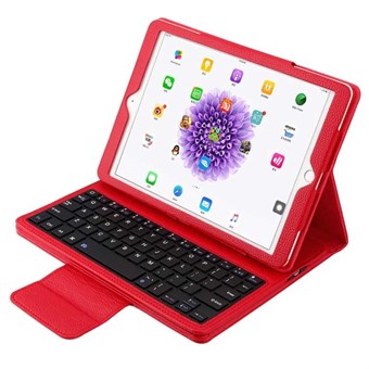 Kotelo PU-nahkaa Bluetooth-näppäimistöllä ja muovikuorella iPadille - punainen