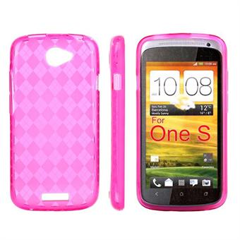 Ruudullinen kansi HTC ONE S (vaaleanpunainen)