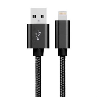 Halpa Nylon Lightning Cable Black - 1 Meter