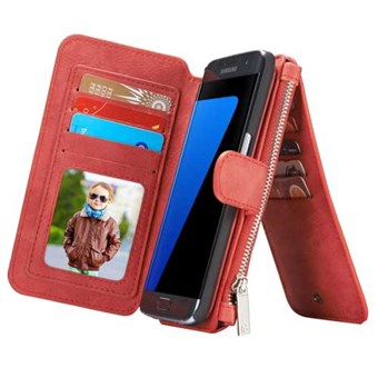 CaseMe Flip Lompakko Samsung Galaxy S7 Edge -puhelimelle - Punainen