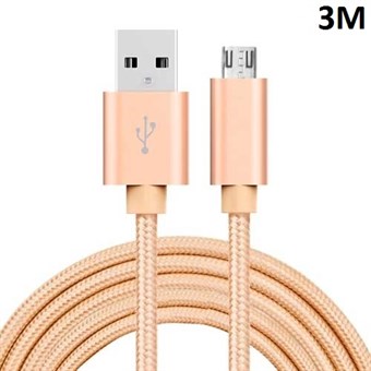 Laadukas nailon mikro-USB-kaapeli kultaa - 3 metriä