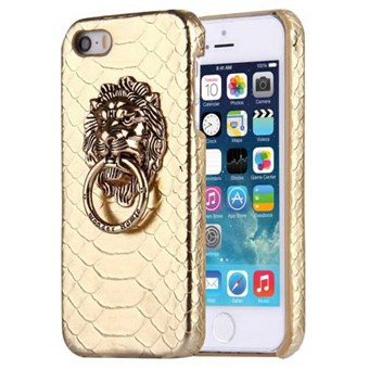Käärmeennahkainen nahkapäällinen iPhone 5 / iPhone 5S / iPhone SE 2013 - Kulta