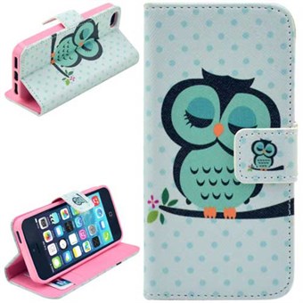 Stand Card Lompakkokotelo iPhone 5 / iPhone 5S / iPhone SE 2013 - Owl Veggie