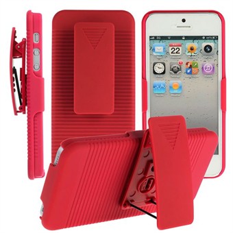 IPhone 5 / iPhone 5S / iPhone SE 2013 Täyssuoja vyöpidikkeellä (punainen)