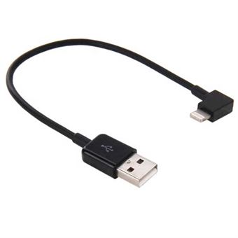 Mini Lightning Cable 20 cm kyynärpää - musta