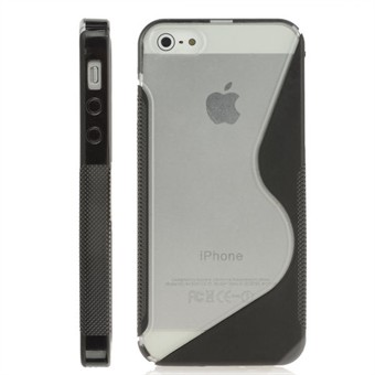 iPhone 5 / iPhone 5S / iPhone SE 2013 - Line muovikansi M silikonisivut (musta)