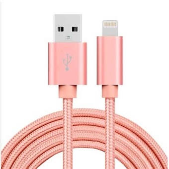 Halpa Nylon Lightning Cable Rose Gold - 2 metriä