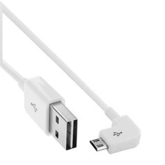Kyynärpää Micro USB - USB 2.0 -kaapeli 2 metriä - valkoinen