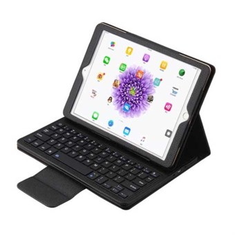 Kotelo PU-nahkaa Bluetooth-näppäimistöllä ja muovikuorella iPadille - musta