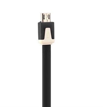 Litteä 2 metrin USB-mikrosynkronointi- ja -latauskaapeli (musta) 