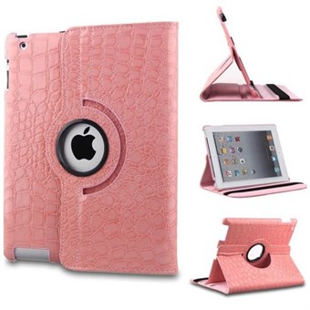 Crocodile Pyörivä kotelo iPad 2/3/4 (vaaleanpunainen)