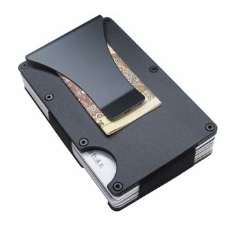 Metallinen RFID-suojattu korttiteline 6 kortille - musta
