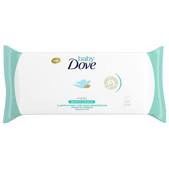 Dove Baby Wipes Sensitive - kosteuspyyhkeet herkälle iholle - 50 kpl.