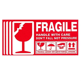 Fragile Handle With Care" Lähetystarra - 5 x 9 cm x 500 Tarraa - 1 kpl