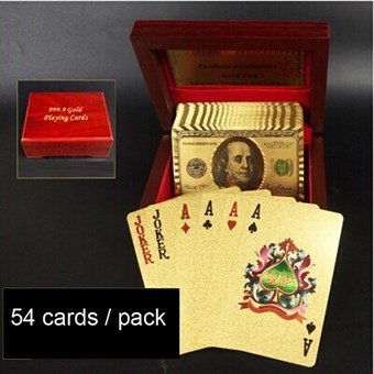 Kullatut pelikortit - 24 karaatin folio - dollarin kultainen lahjapaketti