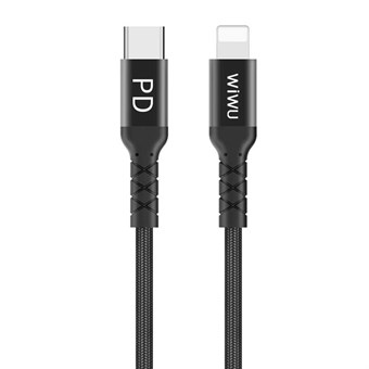 WIWU WP101 2.4A USB-C / Type-C - 8-nastainen latauskaapeli - 1 m - musta