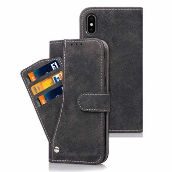 Nahkakotelo iPhone XS Max -korttikotelolle - musta