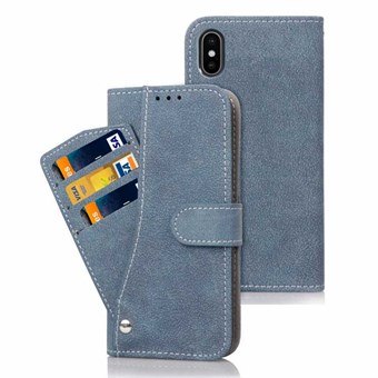 Nahkakotelo iPhone XS Max -korttikotelolle - Sininen