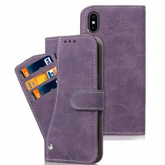 Nahkakotelo iPhone XS Max -puhelimelle - korttikotelolla - violetti