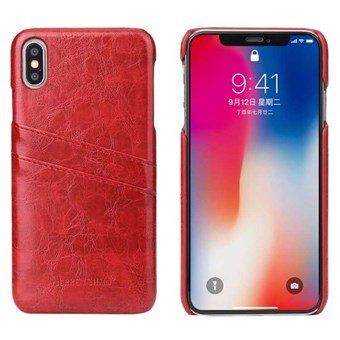 Fashion nahkakotelo iPhone XS Max -puhelimelle - punainen