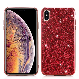 Glitter-jauhe TPU-kuori iPhone XS Max -puhelimelle - punainen