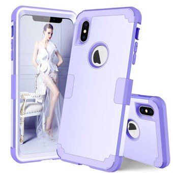 Kaksipuolinen käsityöläisen suojus iPhone XS Max- violetti